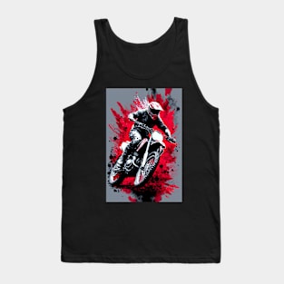 Dirt Bike With Red and Black Paint Splash Design Tank Top